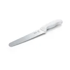 image of Taylor Precision 5248373 Bread Knife – 13-3/8" 8" Serrated Blade, White Handle, Steel, NSF