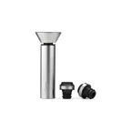 image of Taylor Precision 5313190 Vacuum Wine Preserver with 2 Black Stoppers, Black Body, Silver Spout, with Collar, 0.5‑Liter