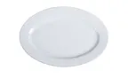 image of Yanco AC-81 China Platter – 18" L x 13" W Oval Porcelain, White, Rolled Edge, Dishwasher Safe