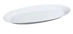 image of Yanco AC-98 Oval Platter, 18" L x 8-1/4" W x 1-1/4" H, Coupe Rim, White Porcelain, Dishwasher Safe