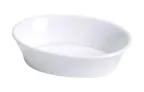 image of Yanco BK-006 - Oval Porcelain Baking 10 Oz, 6¼" L × 4½" W × 1¼" H White Dishwasher Safe - Dozen