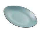 image of Yanco BM-213TL Oval Melamine Plate, 13.5" W x 1.5" D x 8.5" H, Gray/Teal, Dozen