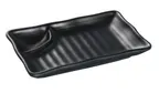 image of Yanco BP-4010 Black Melamine Plate, 10" X 5-1/2", With Sauce Compartment, Matting - Dozen