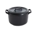 image of Yanco BP-4104 Black Pearl 8 Oz Bowl With Handles & Lid, 3-1/2" Dia x 2-3/4" H, Melamine - Dozen