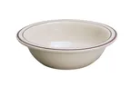 image of Yanco BR-10 - Brown Speckled Grapefruit Bowl, 6-3/8" Dia, 13 Oz, Ceramic, Brown Rim, White - Dozen