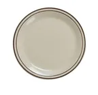 image of Yanco BR-5 5.5" Round Brown Speckled Ceramic Plate – Dishwasher Safe, Rim White – Dozen