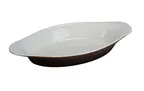 image of Yanco CO-8-B Welsh Rarebit Porcelain, 8 oz, 8½"L x 4¼"W x 1⅛"H, White/Brown Dishwasher Safe - Dozen