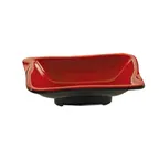 image of Yanco CR-0002 Black/Red Sauce Dish, 4-1/8" L x 2-1/2" W, 3 oz Melamine, Dishwasher Safe - Dozen