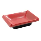 image of Yanco CR-4046 Two‑Tone Sauce, 3‑3/4" L × 2‑1/2" W, 1 oz (¼ qt), Black/Red Melamine - Dozen