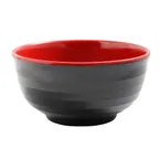 image of Yanco CR-5006 Two‑Tone 16 oz Bowl, 6‑1/4"×2‑3/4" Black/Red Melamine, ½ Qt - Dozen