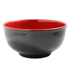 image of Yanco CR-560 - 22 oz Black/Red Melamine Bowl, 6‑7/8" Dia. x 3‑1/4" H, 3/4 Qt, - Dozen