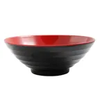 image of Yanco CR-566 Two‑Tone Melamine Noodle Bowl, 24 oz 7" Dia x 2‑1/2" H, Black/Red - Dozen