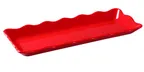 image of Yanco DC-6013R Serving Tray – 13-1/2" x 5-1/4" x 1" Rectangular Melamine, Scalloped Edge, Red