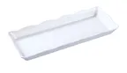 image of Yanco DC-6014W Serving Tray – White Melamine Rectangular Tray 14" x 5-1/4" x 1", Scalloped Edge