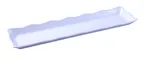 image of Yanco DC-6019W - 19" x 5-1/4" x 1" Rectangular Melamine Serving Tray, White Scalloped Edge