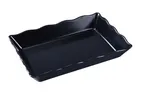 image of Yanco DC-6114B Serving Tray - Rectangular 14" x 9-1/2" x 2", Scalloped Edge, Black Melamine Tabletop