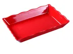 image of Yanco DC-6114R Rectangular Serving Tray, 14" x 9-1/2" x 2", Scalloped Edge, Red Melamine