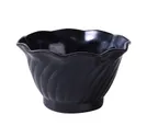 image of Yanco DS-005BK - 6 Oz Round Flower‑Shaped Plastic Dessert Dish, Black, 1 Dozen
