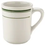 image of Yanco GB-17 Green Band China Mug, 8 oz, 3-1/2" Dia x 3-3/4" H, Ceramic, Microwave Safe - Dozen