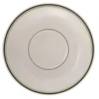 image of Yanco GB-2 Green Band Ceramic Saucer, 6-1/8" Round, Dishwasher/Oven/Microwave Safe, White - Dozen