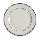 image of Yanco GB-21 Green Band Plate, 12" Diameter, Ceramic, White, Dishwasher Oven Microwave Safe - Dozen