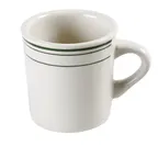 image of Yanco GB-38 Green Mug, 8 oz (3-1/8" Dia. x 3" H), Ceramic, Dishwasher & Microwave Safe - Dozen