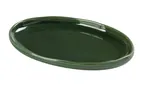 image of Yanco GG-208 Green Oval Porcelain Plate, 8-1/4" W x 5-1/2" D x 7/8" H, Rolled Coupe Rim - Dozen