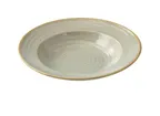 image of Yanco GO-408 Soup Plate 8" Dia x 1-5/8" H 8.5oz Porc Round Curved Edge Wide Gold Rim Safe - Dozen