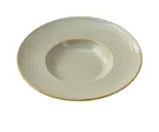 image of Yanco GO-410 Salad Bowl, 10-1/2" Dia x 1-3/4" H, 10 Oz Porcelain, Earthy with Golden Rim - Dozen