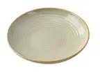 image of Yanco GO-608 - 8" Round Porcelain Salad Bowl, 12 oz, Earthy Tone with Golden Rim - Dozen