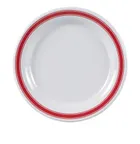 image of Yanco HS-109 - Melamine Dinner Plate, 9" Round, White with Red Band Heavy, Dishwasher Safe - Dozen