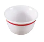 image of Yanco HS-303 - 7 Oz Bouillon Cup, 4" Dia x 2" H, Heavy Melamine, White/Red Band, 1 Dozen