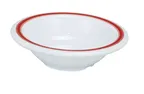 image of Yanco HS-5712 - 7" 12-15 oz Melamine Soup & Salad Bowl, White Red Band, Dishwasher Safe - Dozen