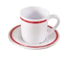 image of Yanco HS-9018 - 7 Oz Mug, 3" Dia. x 3" H, Melamine, White With Red Band, Dishwasher Safe - Dozen