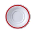 image of Yanco HS-9303 - 5" Round Saucer, Melamine, White with Red Band Heavyweight Dishwasher Safe - Dozen