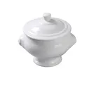 image of Yanco LB-15-L Soup Tureen, 15 oz (4" Dia x 3-1/2" H), White Porcelain Lid, Dishwasher Safe - Dozen