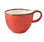 image of Yanco LY-001CR - 7 oz Coral Porcelain Cup, 4" Dia x 2-5/8" H, Dishwasher/Oven/MW Safe - Dozen