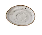 image of Yanco LY-002 Lyon Saucer, 6-1/2" x 3/4" Freeform Porcelain Glazed Brown Speckled - Dozen