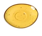 image of Yanco LY-002YL - Yellow Glazed Porcelain Lyon Saucer, Freeform, 6.5" x 0.75" , Dishwasher Safe - Dozen