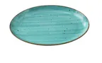 image of Yanco LY-2114TQ Coupe Rim Porcelain Platter 14"x10"x1-1/4" Turquoise Curved Edge Safe - Dozen