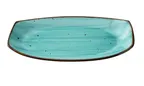 image of Yanco LY-213TQ - Turquoise Porcelain Plate, 13" x 7-3/8" x 1-1/2", Curved Rim, Safe - Dozen