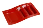 image of Yanco ME-1765 Melamine Taco Plate, 14-3/4" x 8-3/4" x 1-3/4", Red, Multi‑Compartment - Dozen