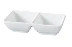 image of Yanco ML-725 - Porcelain 2‑Compartment Tray, 2 oz each, Super White, 5½" L × 2¾" W × 1⅜" H - Dozen
