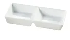 image of Yanco ML-728 - 10" White Porcelain Rectangular Tray 2 Compartments 10 oz 10" x 4" x 1-5/8" - Dozen