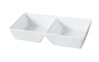 image of Yanco ML-729 - 10" White Porcelain Rect 2‑Compartment Tray, 16 oz each, Dishwasher Safe - Dozen