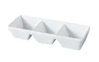 image of Yanco ML-737 - 7" x 2.5" x 1.25" Porcelain 3‑Compartment Tray, 1.5 oz Each, White, Safe - Dozen