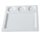 image of Yanco ML-810 - 3‑Comp Porcelain Set, 3 3‑oz Bowls + 10"×10" Tray, Dishwasher & Microwave Safe - Set