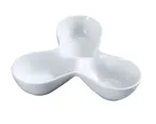 image of Yanco ML-813 - Triangular 3‑Compartment Bowl, 8" x 6", 4 oz Each, Porcelain Microwave Safe - Dozen