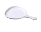 image of Yanco MO-810 Pan Plate, 12" x 8" x 1" White Melamine Matte Free‑Form with Handle - Dozen