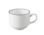 image of Yanco MR-001 - Coffee Cup, 8 oz (3 1/4" Dia x 2 5/8" H), White/Blue China, Dishwasher Safe - Dozen